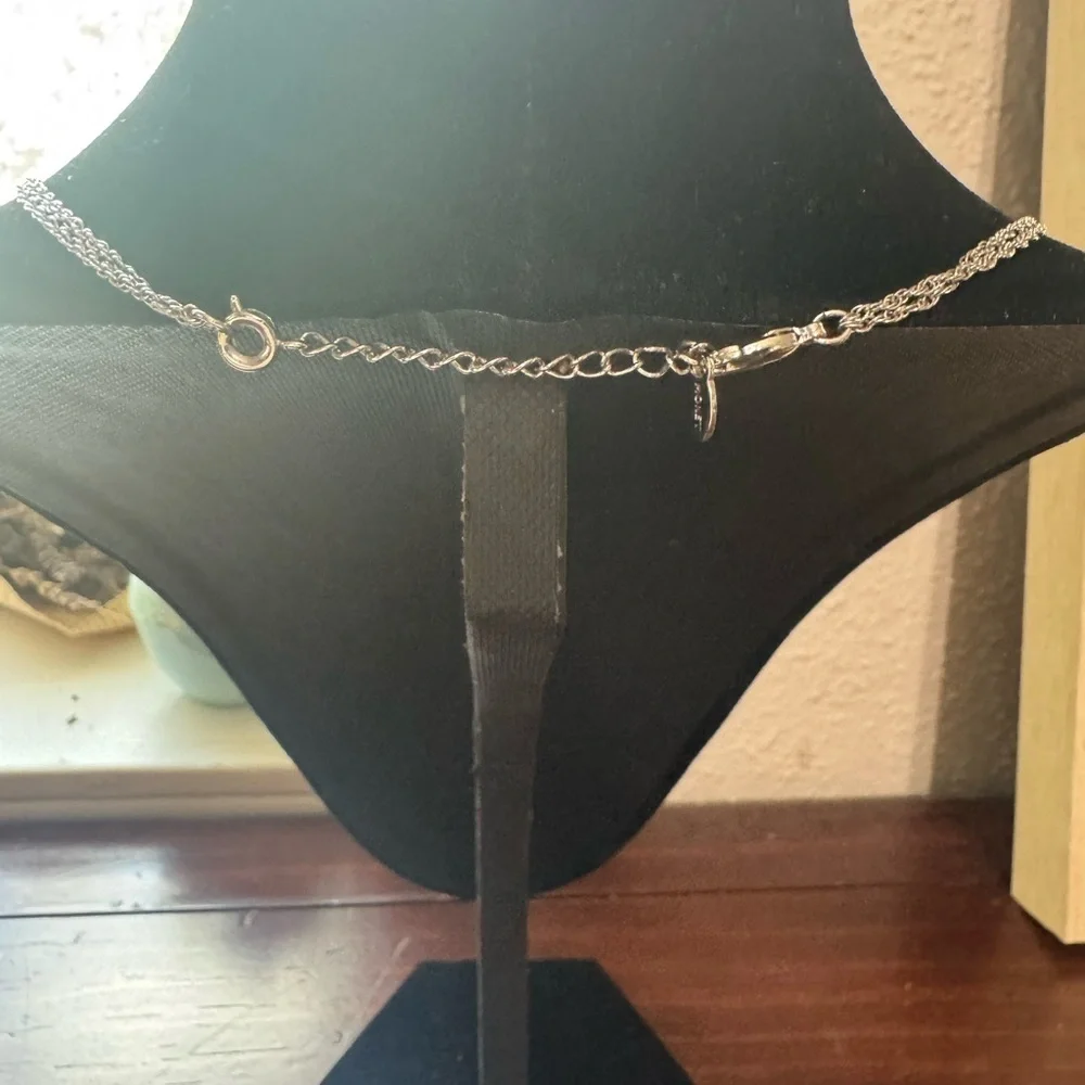 Vintage Monet Clear Rhinestone Black Glass Statement Necklace